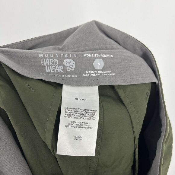 Mountain Hardwear Shorts Size 4 Womens Olive Green Ramesa Nylon Hiking Bermuda - Picture 6 of 6